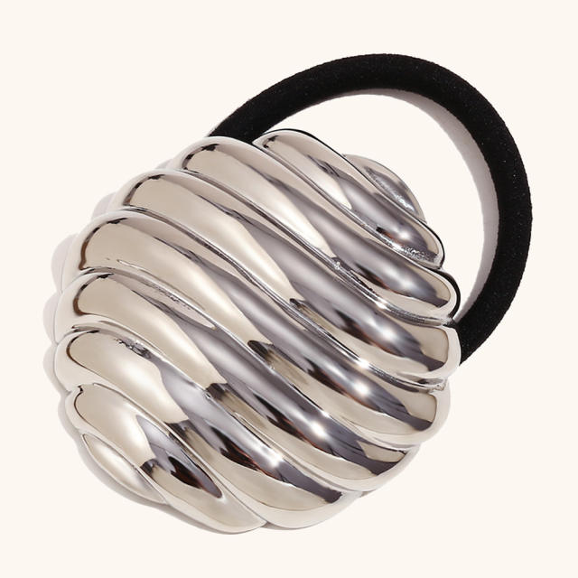 18KG popular chunky silver gold color stainless steel hair ties