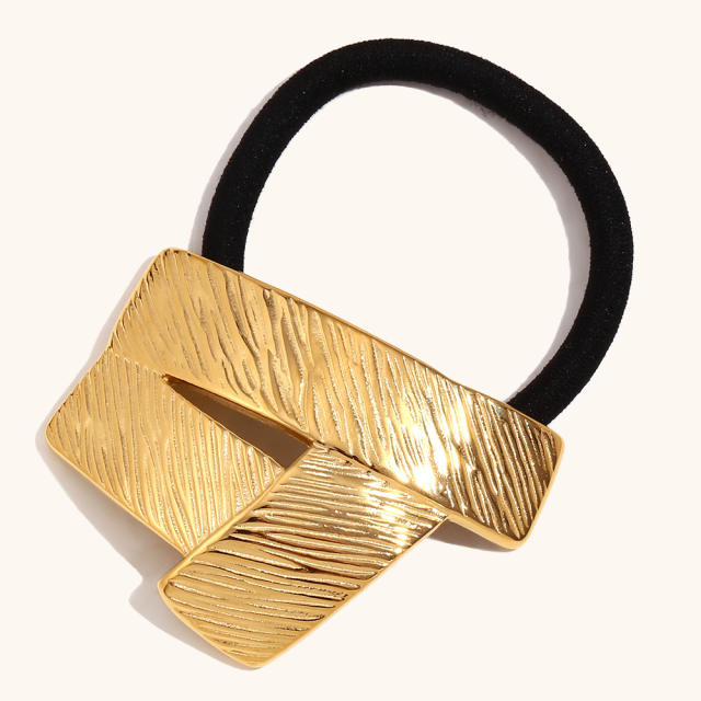 18KG popular chunky silver gold color stainless steel hair ties