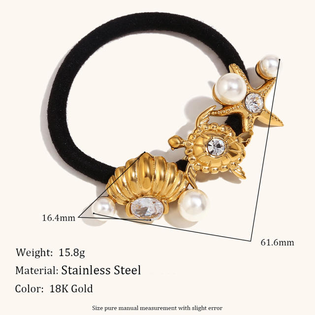 18KG popular chunky silver gold color stainless steel hair ties