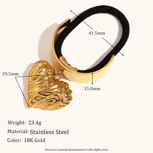 18KG popular chunky silver gold color stainless steel hair ties
