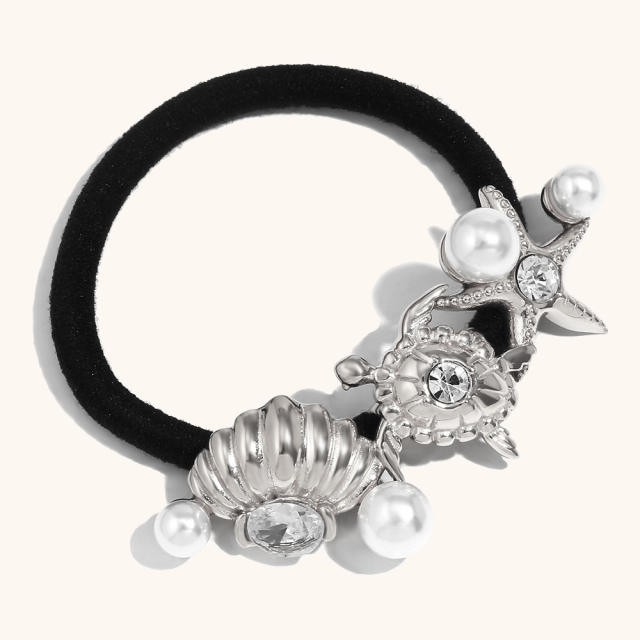 18KG popular chunky silver gold color stainless steel hair ties