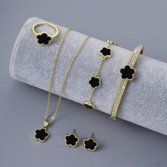 Classic colorful Cherry blossoms copper necklace bangle set