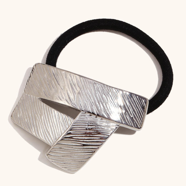 18KG popular chunky silver gold color stainless steel hair ties