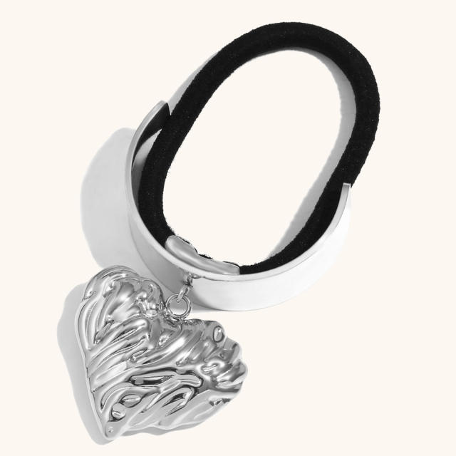 18KG popular chunky silver gold color stainless steel hair ties