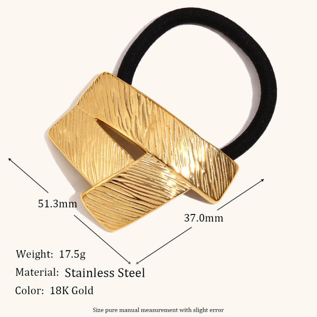 18KG popular chunky silver gold color stainless steel hair ties