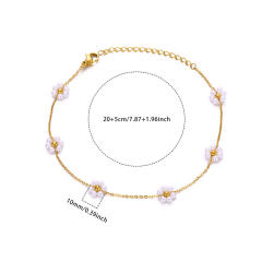 18KG boho colorful evil eye bead flower stainless steel anklet