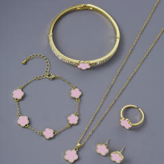 Classic colorful Cherry blossoms copper necklace bangle set