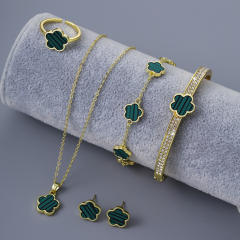 Classic colorful Cherry blossoms copper necklace bangle set
