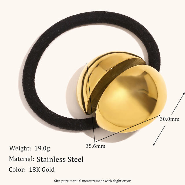 18KG popular chunky silver gold color stainless steel hair ties