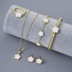 Classic colorful Cherry blossoms copper necklace bangle set