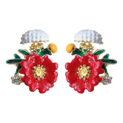 925 needle color enamel sweet flower studs earrings collection