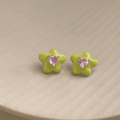 925 needle color enamel sweet flower studs earrings collection