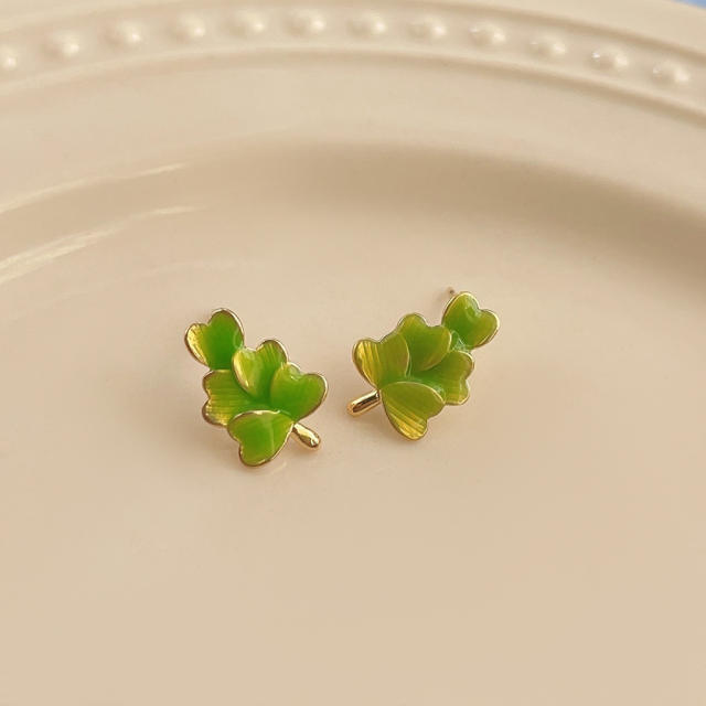 925 needle color enamel sweet flower studs earrings collection