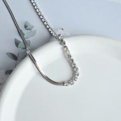 3mm half snake chain tennis chain stainless steel necklace