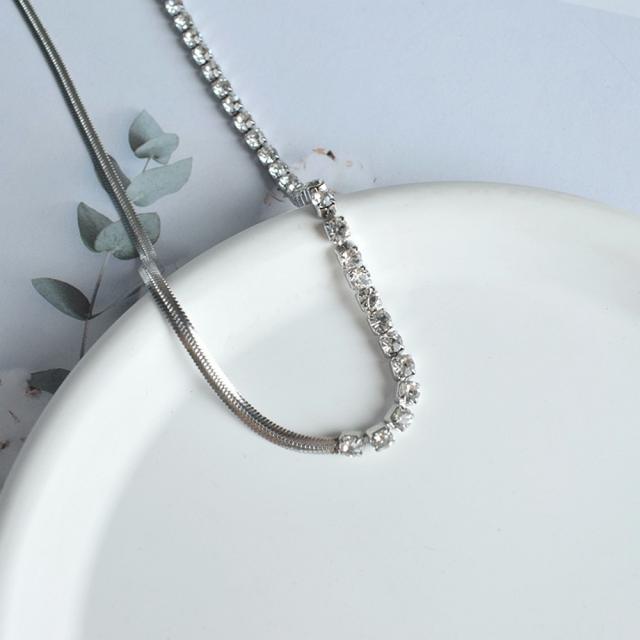 3mm half snake chain tennis chain stainless steel necklace