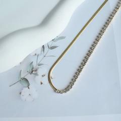 3mm half snake chain tennis chain stainless steel necklace