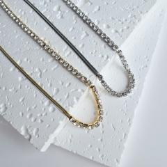 3mm half snake chain tennis chain stainless steel necklace