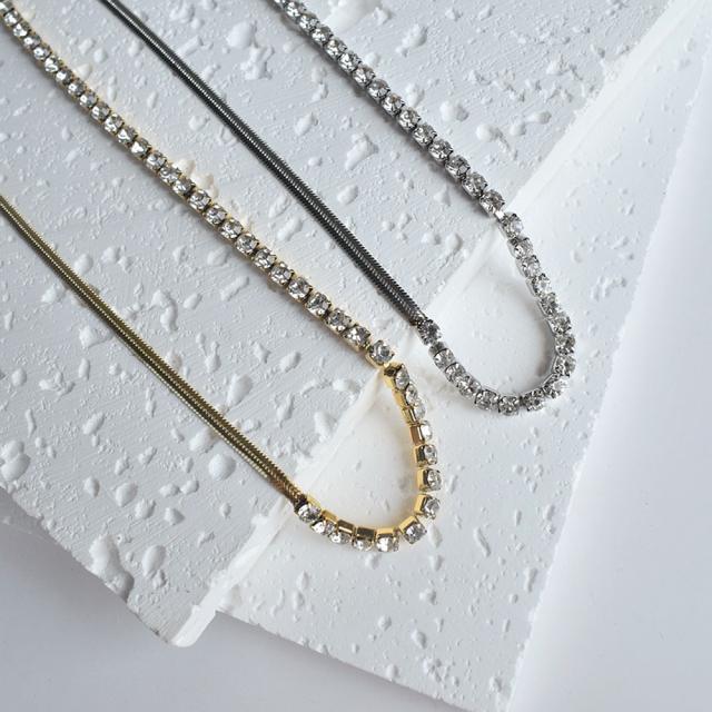 3mm half snake chain tennis chain stainless steel necklace