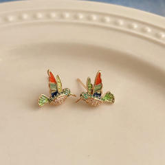 925 needle color enamel sweet flower studs earrings collection