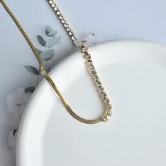 3mm half snake chain tennis chain stainless steel necklace