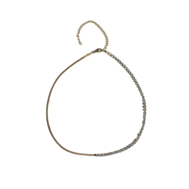 3mm half snake chain tennis chain stainless steel necklace