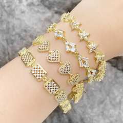 Delicate gold plated copper full diamond bracelet tennis bracelet