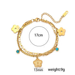 18KG laser Cherry blossoms charm stainless steel bracelet