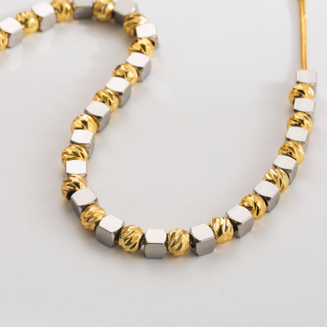 Sweet cool chunky heart charm stainless steel necklace bracelet set