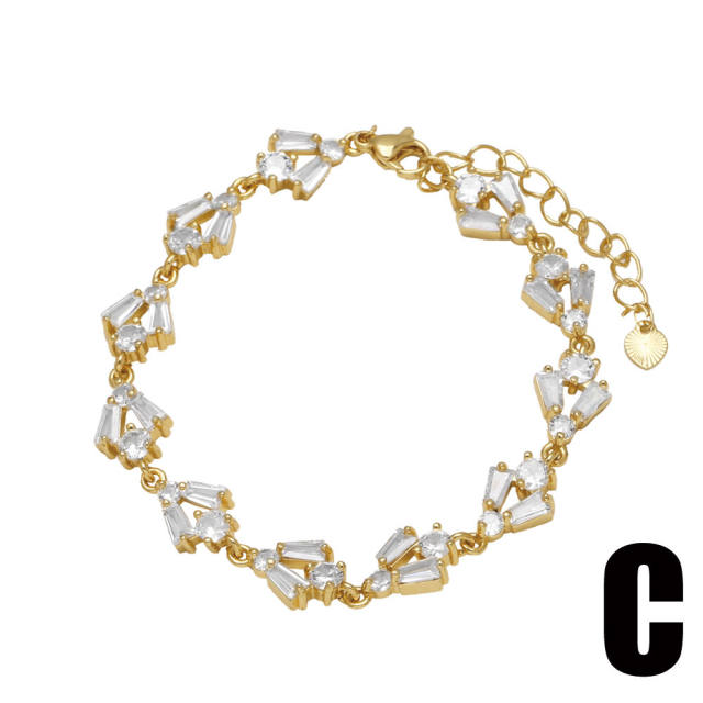 Delicate gold plated copper full diamond bracelet tennis bracelet