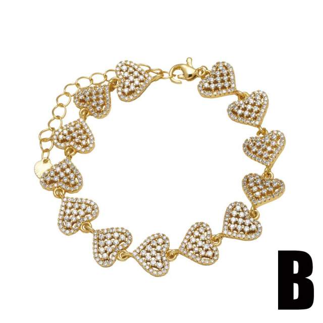 Delicate gold plated copper full diamond bracelet tennis bracelet