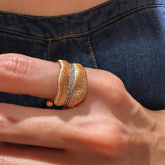 Italy design frosted patter diamond copper finger rings
