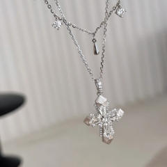 Italy palace trend luxury diamond cross copper necklace