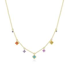 Summer colorul tiny clover necklace bracelet set