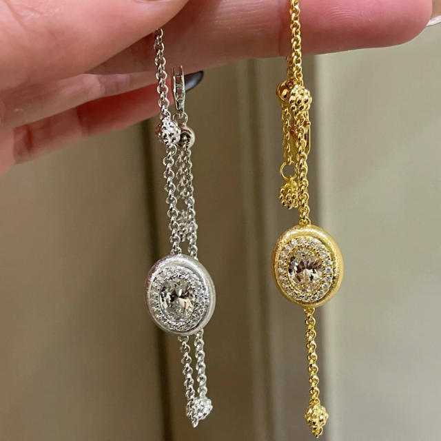 Italy palace design diamond oval cubic zircon copper bracelet