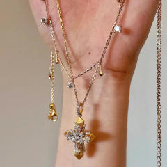 Italy palace trend luxury diamond cross copper necklace
