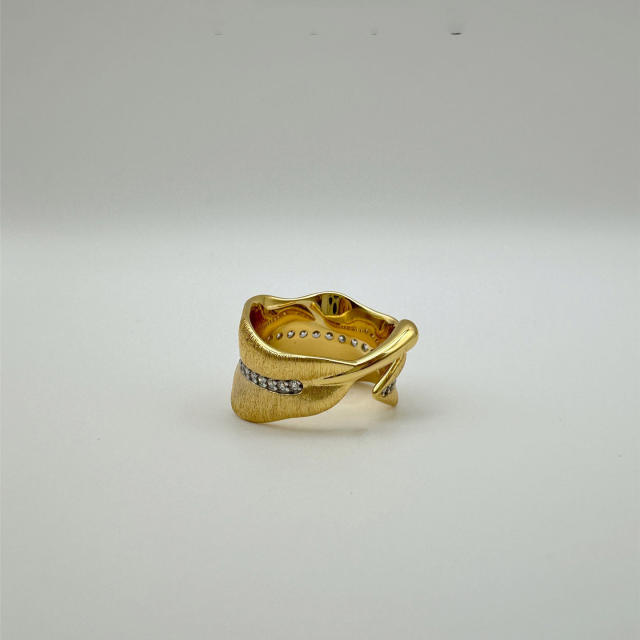 Italy design frosted patter diamond copper finger rings