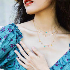 Summer colorul tiny clover necklace bracelet set
