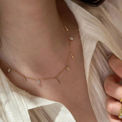 Italy palace trend luxury diamond cross copper necklace