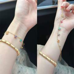 Summer colorul tiny clover necklace bracelet set