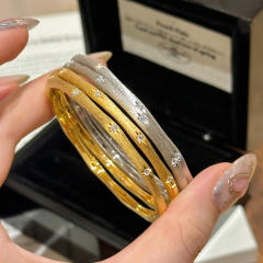 Italy palace design diamond star frosted copper bangle