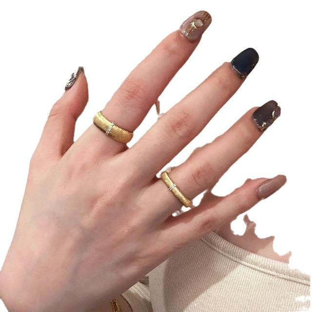 French trend italy palace style frosted gold plated copper finger rings