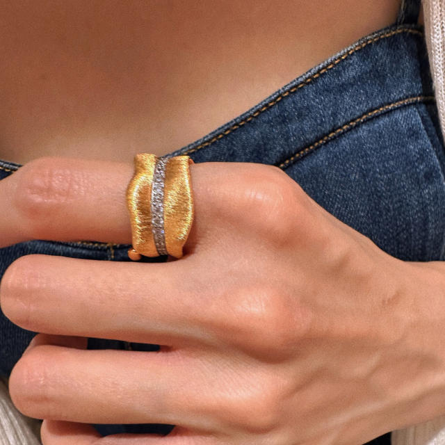 Italy design frosted patter diamond copper finger rings