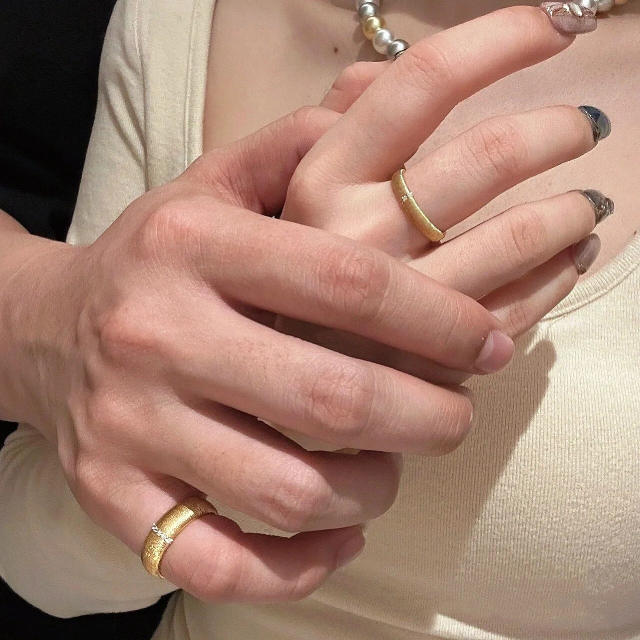 French trend italy palace style frosted gold plated copper finger rings