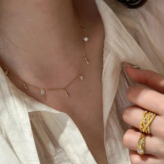 Italy palace trend luxury diamond cross copper necklace