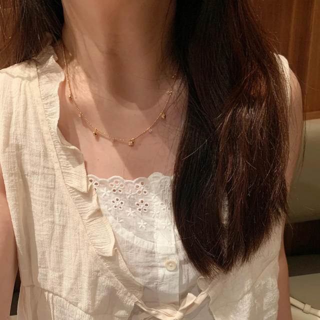 Italy palace style tiny heart charm gold plated copper necklace bracelet set