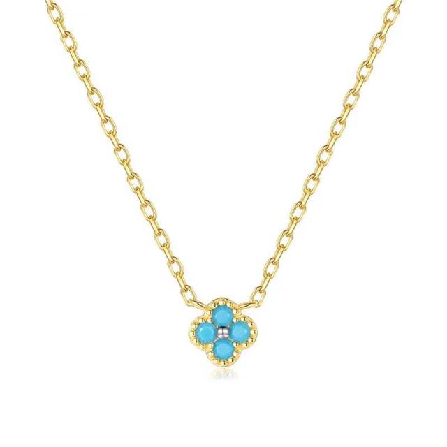 Summer colorul tiny clover necklace bracelet set