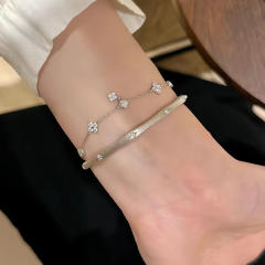 Italy palace design diamond star frosted copper bangle