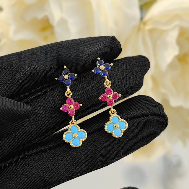 Summer colorul tiny clover necklace bracelet set