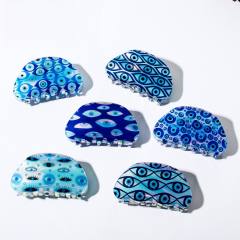 Blue color evil eye turkey eye women hair claw clips