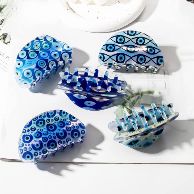 Blue color evil eye turkey eye women hair claw clips